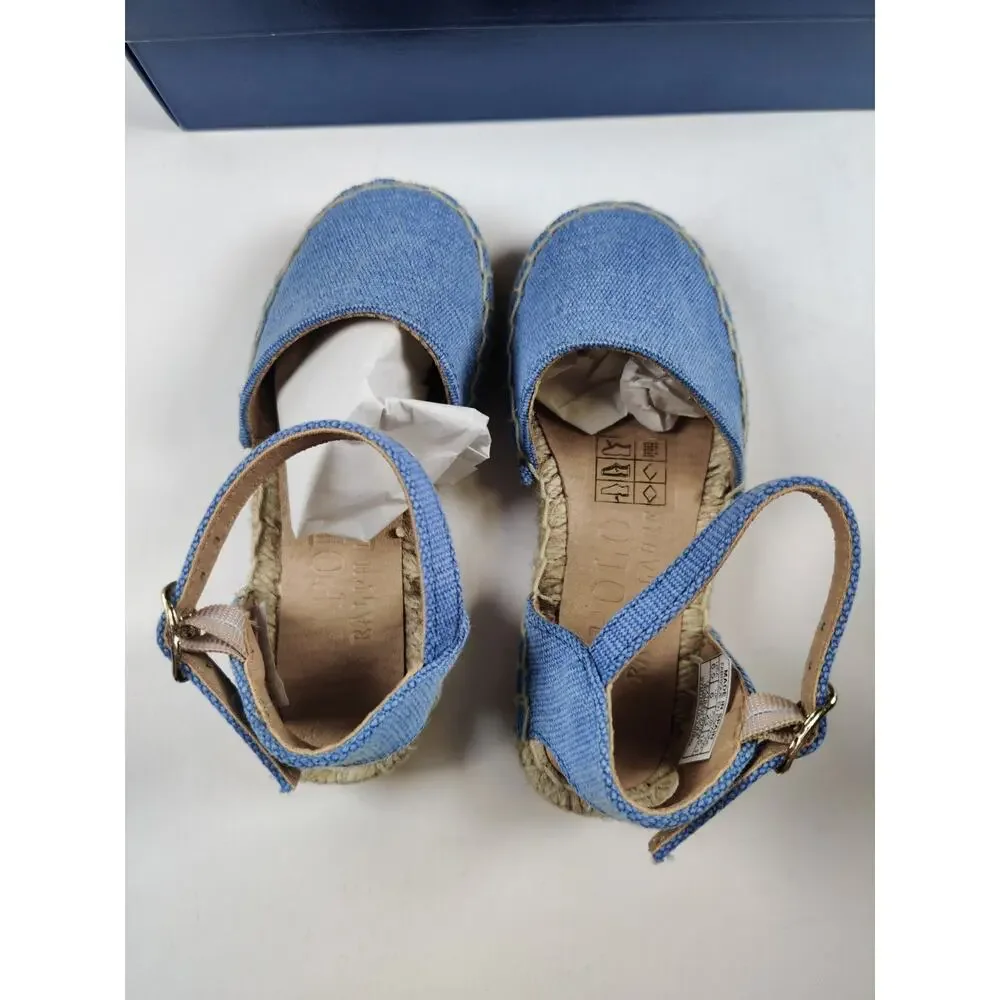 Polo Ralph Lauren Toddler Espadrille Blue Holbrook Girl's Sz 6.5 Canvas Sandals